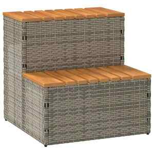 vidaXL pezsgőfürdő lépcső szürke 50x50x50, 5cm polyrattan és akácfa kép