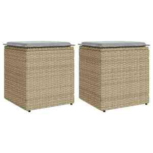 vidaXL 2 db bézs polyrattan kerti szék párnával 40x40x43 cm kép