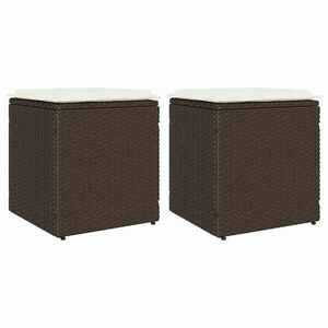 vidaXL 2 db barna polyrattan kerti szék párnával 40x40x43 cm kép