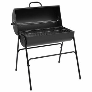 vidaXL fekete acél henger alakú grillsütő 2 sütőráccsal 80x95x90 cm kép