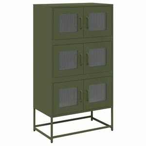 vidaXL Highboard olívazöld 68x39x123 cm Acél kép