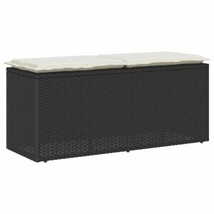 vidaXL fekete polyrattan kerti pad párnával 110x40x44 cm kép