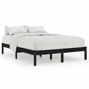 vidaXL King Size fekete tömör fa ágykeret 150 x 200 cm kép