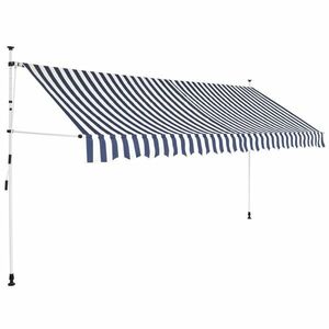 vidaXL kézzel feltekerhető napellenző kék-fehér csíkokkal 350 cm kép