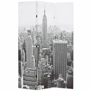 vidaXL fekete-fehér New York mintás paraván 120 x 170 cm kép