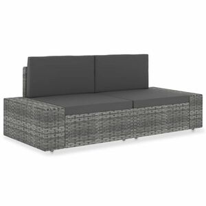 vidaXL 2 személyes szürke elemes polyrattan kanapé kép