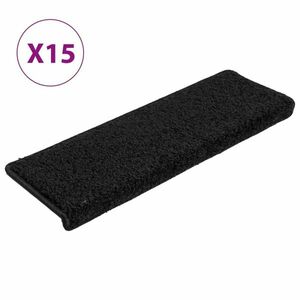 vidaXL 15 db fekete lépcsőszőnyeg 65x21x4 cm kép