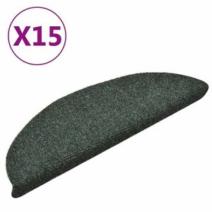 vidaXL 15 db zöld tűlyukasztott öntapadó lépcsőszőnyeg 56 x 17 x 3 cm kép