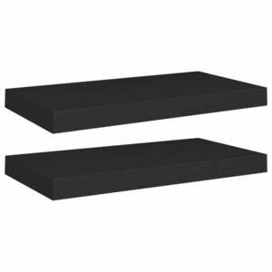 vidaXL 2 db fekete MDF lebegő fali polc 50 x 23 x 3, 8 cm kép