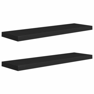 vidaXL 2 db fekete MDF lebegő fali polc 90 x 23, 5 x 3, 8 cm kép