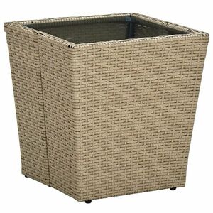 vidaXL bézs polyrattan és edzett üveg dohányzóasztal 41, 5x41, 5x44 cm kép