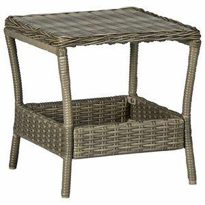 vidaXL barna polyrattan kerti asztal 45 x 45 x 46, 5 cm kép