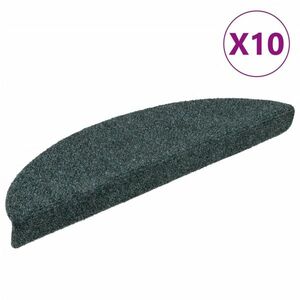 vidaXL 10 db zöld tűlyukasztott öntapadó lépcsőszőnyeg 56 x 17 x 3 cm kép