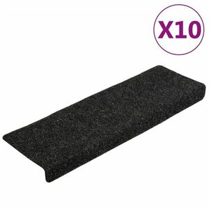 vidaXL 10 db fekete tűlyukasztott lépcsőszőnyeg 65x21x4 cm kép