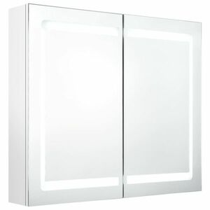 vidaXL fényes fehér LED-es tükrös fürdőszobaszekrény 80 x 12 x 68 cm kép