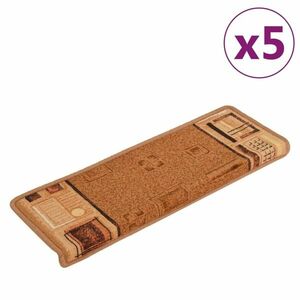 vidaXL 5 db bézs öntapadó lépcsőszőnyeg 65x21x4 cm kép