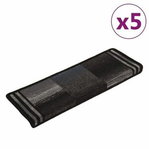 vidaXL 5 db fekete és szürke öntapadó lépcsőszőnyeg 65x21x4 cm kép