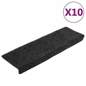 vidaXL 10 db szürke tűlyukasztott lépcsőszőnyeg 65x21x4 cm kép