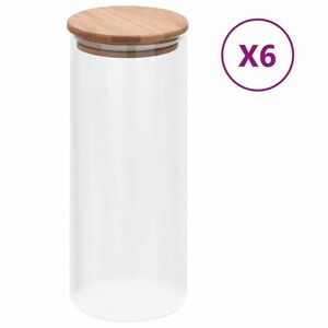 vidaXL 6 db üvegedény bambuszfedéllel 1000 ml kép