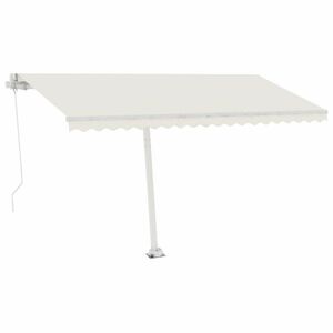 vidaXL krémszínű kézzel kihúzható LED-es napellenző 400 x 300 cm kép