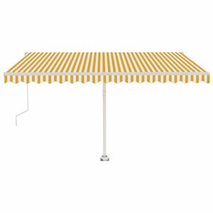 vidaXL sárga-fehér szélérzékelős és LED-es napellenző 400x350 cm kép