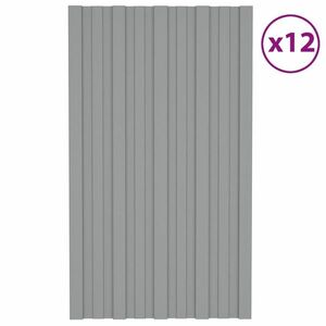 vidaXL 12 db szürke horganyzott acél tetőpanel 80 x 45 cm kép