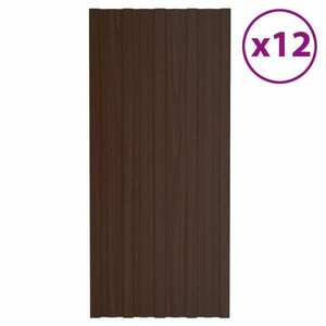 vidaXL 12 db barna horganyzott acél tetőpanel 100 x 45 cm kép