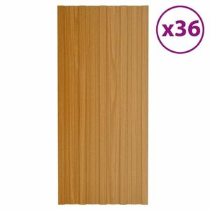 vidaXL 36 db világos faszínű horganyzott acél tetőpanel 100 x 45 cm kép