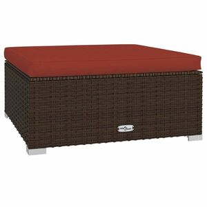 vidaXL barna polyrattan kerti lábtartó párnával 70 x 70 x 30 cm kép