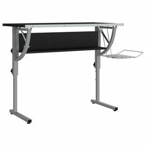 vidaXL fekete-szürke szerelt fa és acél íróasztal 110x53x(58-87) cm kép