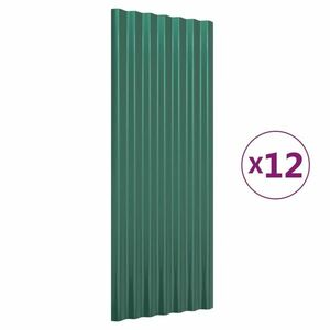 vidaXL 12 db zöld porszórt acél tetőpanel 100 x 36 cm kép