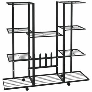 vidaXL fekete vas virágtartó állvány kerekekkel 94, 5 x 24, 5 x 91, 5 cm kép