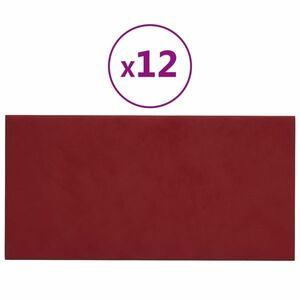 vidaXL 12 db bordó bársony fali panel 30 x 15 cm 0, 54 m² kép