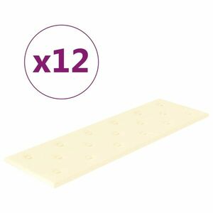 vidaXL 12 db krémszínű műbőr fali panel 90 x 30 cm 3, 24 m² kép