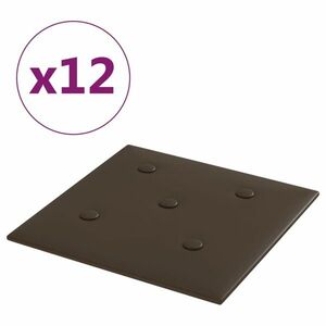 vidaXL 12 db barna műbőr fali panel 30 x 30 cm 1, 08 m² kép