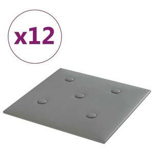 vidaXL 12 db szürke műbőr fali panel 30 x 30 cm 1, 08 m² kép