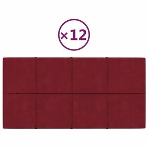 vidaXL 12 db bordó bársony fali panel 60x30 cm 2, 16 m² kép