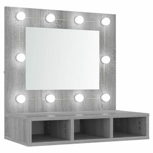 vidaXL szürke sonoma színű tükrös szekrény LED-ekkel 60 x 31, 5 x 62 cm kép