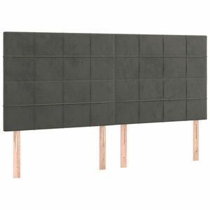 vidaXL 4 db sötétszürke bársony fejtámla 100x5x78/88 cm kép