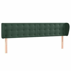 vidaXL sötétzöld bársony fejtámla szárnyakkal 203x23x78/88 cm kép