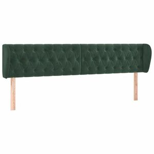 vidaXL sötétzöld bársony fejtámla szárnyakkal 183x23x78/88 cm kép