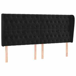 vidaXL fekete bársony fejtámla szárnyakkal 203x23x118/128 cm kép