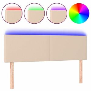 vidaXL cappuccino színű műbőr LED-es fejtámla 144 x 5 x 78/88 cm kép