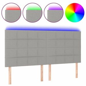 vidaXL világosszürke szövet LED-es fejtámla 160x5x118/128 cm kép