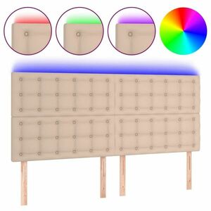 vidaXL cappuccino műbőr LED-es fejtámla 200x5x118/128 cm kép