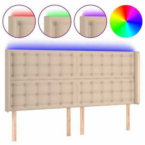 vidaXL cappuccino műbőr LED-es fejtámla 203x16x118/128 cm kép