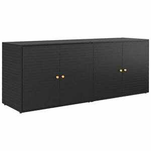 vidaXL fekete polyrattan kerti tárolószekrény 198 x 55, 5 x 80 cm kép