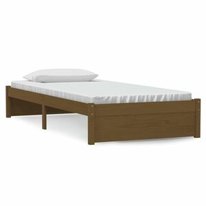 vidaXL Single mézbarna tömör fa ágykeret 90 x 190 cm kép