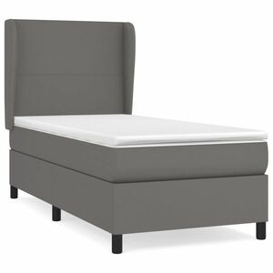 vidaXL szürke műbőr rugós ágy matraccal 90x190 cm kép