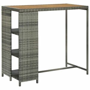 vidaXL szürke polyrattan bárasztal tárolópolccal 120 x 60 x 110 cm kép